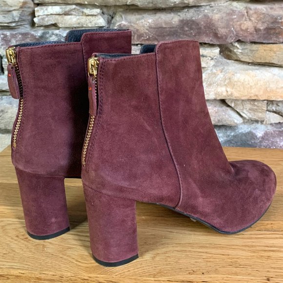 Boden Suede Ankle Boots Block Heel Back Zip Sz 40 Booties 3" India - Picture 1 of 13